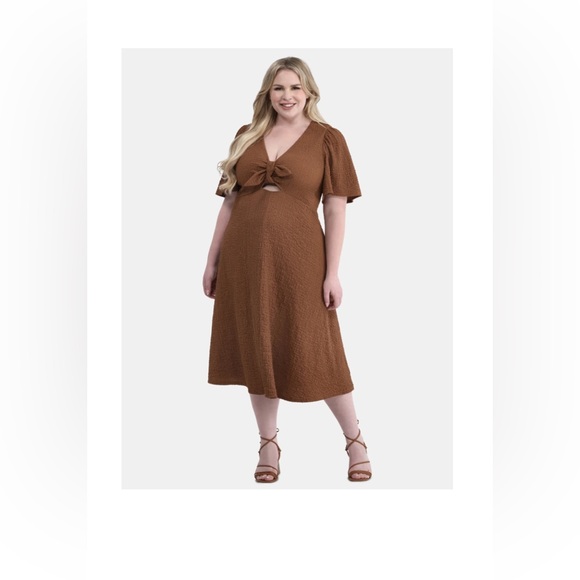 Women’s Terra & Sky Brown Midi Dress - Picture 2 of 4
